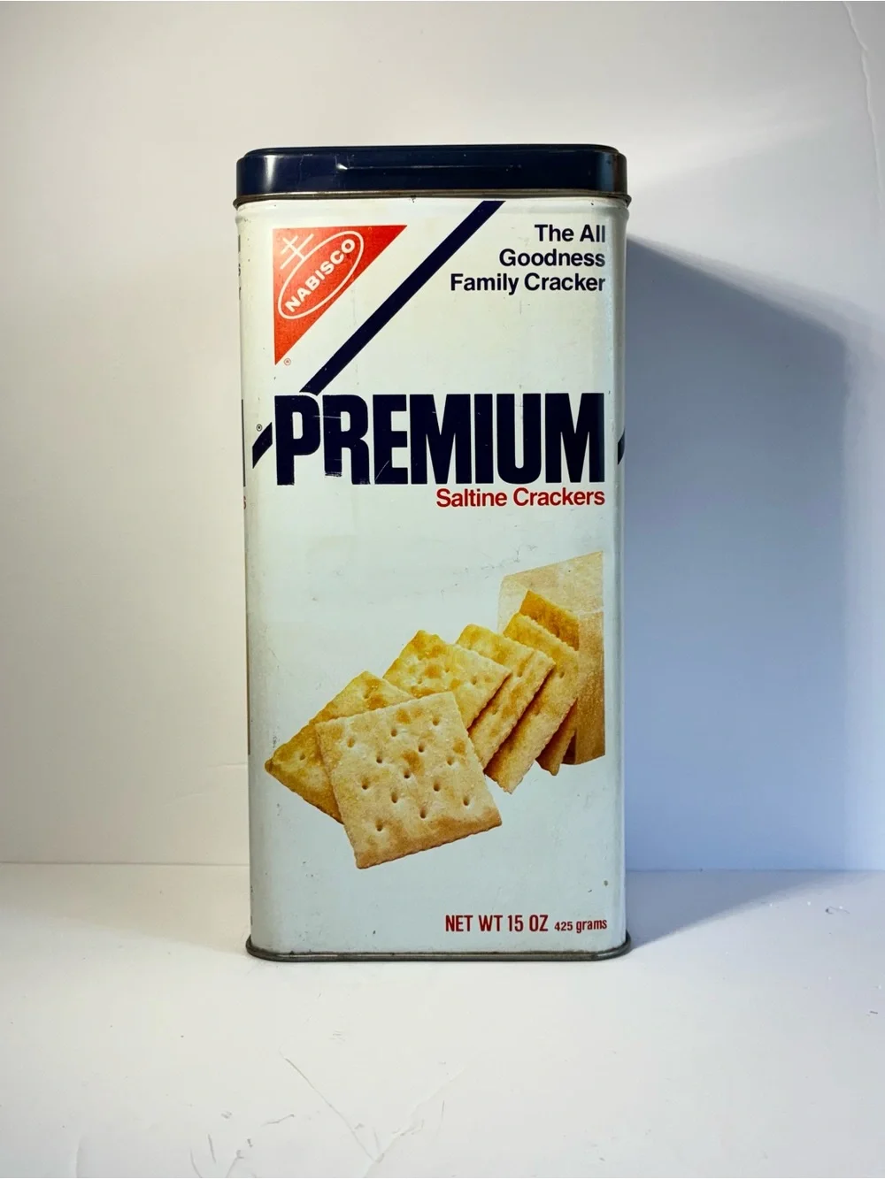 Vintage Nabisco Premium Saltine Crackers Tin Stack Pack Canister 1980s Retro Kit
